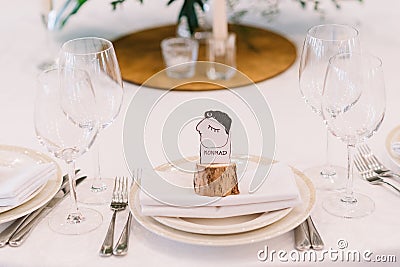 Creative place pointer on plate Stock Photo