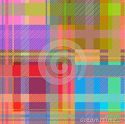 Creative plaid seamless pattern. Checkered cotton fabric. Vector Illustration