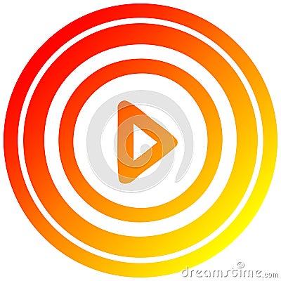 A creative play button circular in hot gradient spectrum Vector Illustration