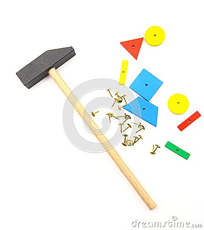 Creative playing: hammer and nail toy Stock Photo