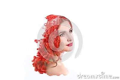 Creative portrait double exposure effect. Stock Photo