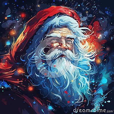 Creative portrait of Santa Cartoon Illustration