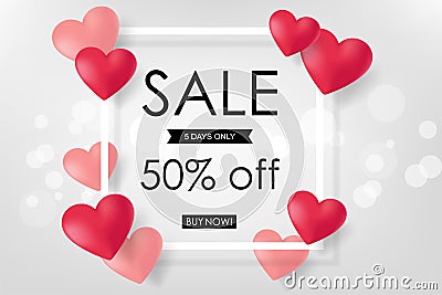 Creative Poster, Banner or Flyer design of Sale. Happy Valentine Vector Illustration