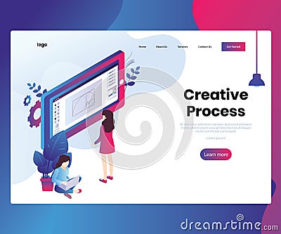 Creative Process of Designing Isometric Artwork Concept Stock Photo