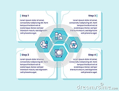 creative process four step palette circle intersection path water color icon set collection infographic diagram outline style Cartoon Illustration