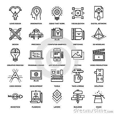 Creative Process Icons Vector Illustration