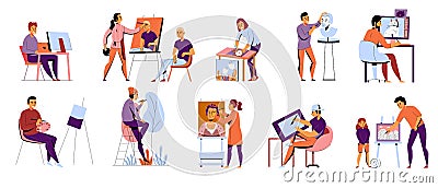 Creative Professions Flat Icons Vector Illustration