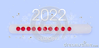 2022 creative Progress bar. Loading with christmas balls. The concept of the upcoming New Year's event. 3d rendering. Stock Photo