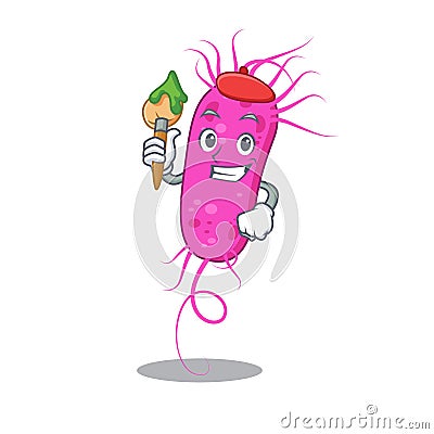 A creative pseudomoa bacteria artist mascot design style paint with a brush Vector Illustration