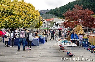 Creative Queenstown Arts and Crafts Markets which is located at the lake front at Earnslaw Park in Queenstown. Editorial Stock Photo