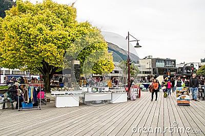 Creative Queenstown Arts and Crafts Markets which is located at the lake front at Earnslaw Park in Queenstown. Editorial Stock Photo