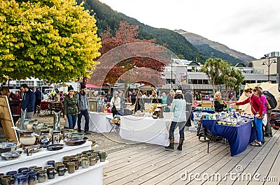 Creative Queenstown Arts and Crafts Markets which is located at the lake front at Earnslaw Park in Queenstown. Editorial Stock Photo