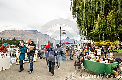 Creative Queenstown Arts and Crafts Markets which is located at the lake front at Earnslaw Park in Queenstown. Editorial Stock Photo