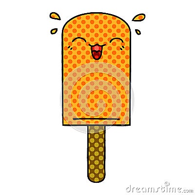 A creative quirky comic book style cartoon orange ice lolly Vector Illustration