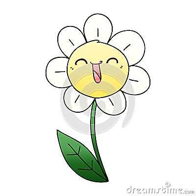 A creative quirky gradient shaded cartoon happy flower Vector Illustration