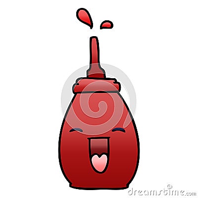 A creative quirky gradient shaded cartoon happy red sauce Vector Illustration