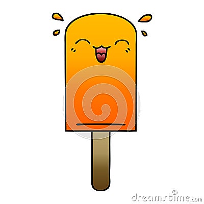 A creative quirky gradient shaded cartoon orange ice lolly Vector Illustration