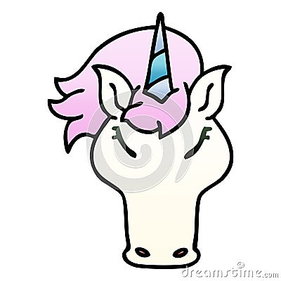 A creative quirky gradient shaded cartoon unicorn Vector Illustration