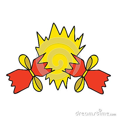 A creative quirky hand drawn cartoon pulled cracker Vector Illustration