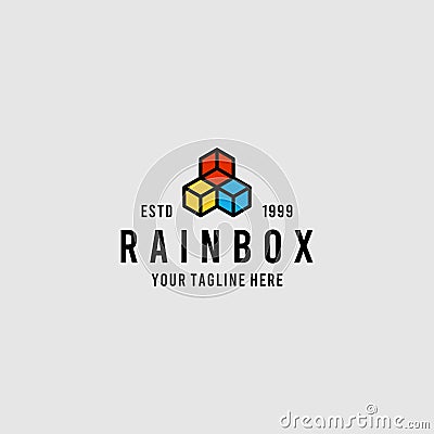 Creative rainbow box logo design Stock Photo