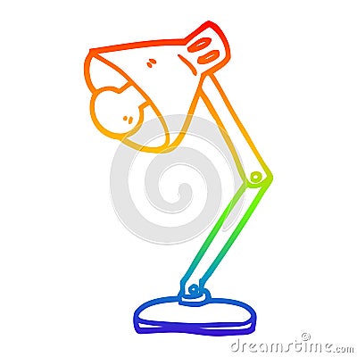 A creative rainbow gradient line drawing cartoon angled desk lamp Vector Illustration