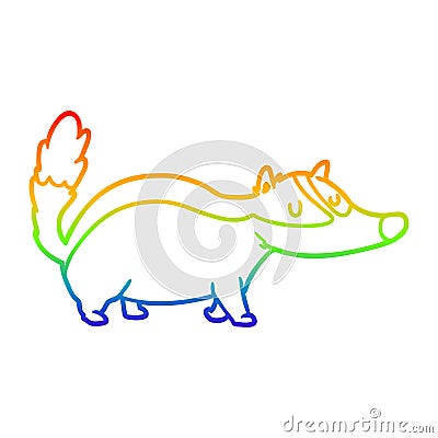 A creative rainbow gradient line drawing cartoon badger Vector Illustration