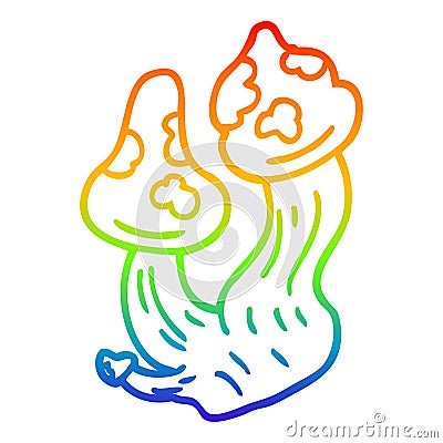 A creative rainbow gradient line drawing cartoon deadly mushrooms Vector Illustration