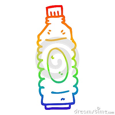 A creative rainbow gradient line drawing cartoon drinks bottle Vector Illustration