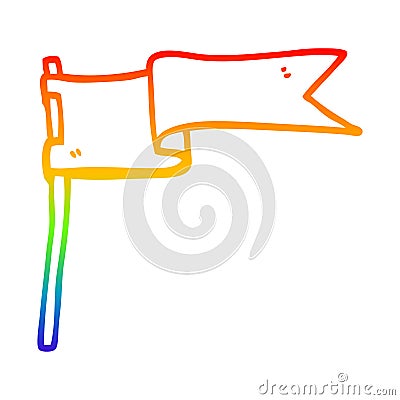 A creative rainbow gradient line drawing cartoon flag waving in wind Vector Illustration