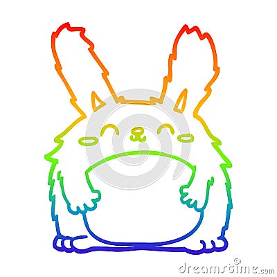 A creative rainbow gradient line drawing cartoon furry rabbit Vector Illustration