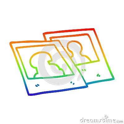 A creative rainbow gradient line drawing cartoon instant photographs Vector Illustration