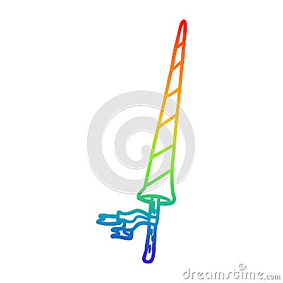 A creative rainbow gradient line drawing cartoon knights lance Vector Illustration
