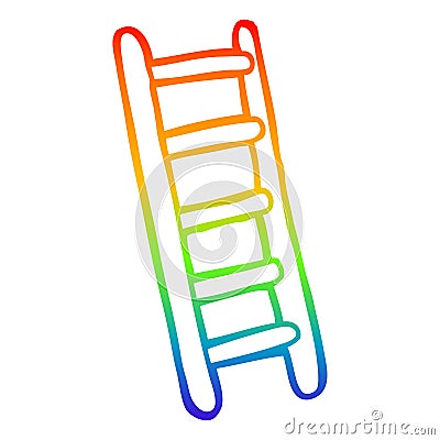 A creative rainbow gradient line drawing cartoon ladder Vector Illustration