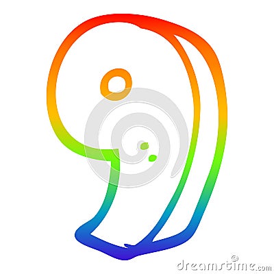 A creative rainbow gradient line drawing cartoon number nine Vector Illustration