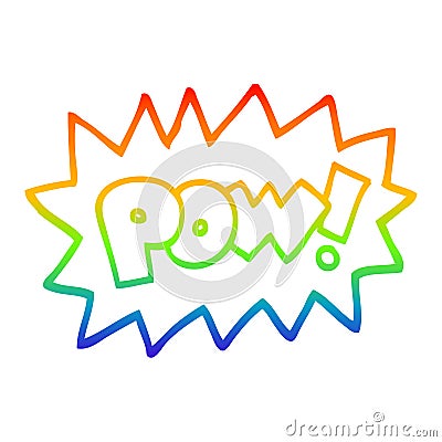 A creative rainbow gradient line drawing cartoon pow symbol Vector Illustration