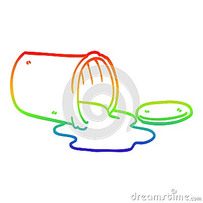 A creative rainbow gradient line drawing cartoon spilt paint Vector Illustration