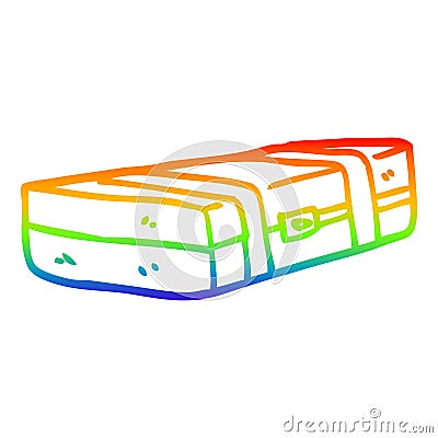 A creative rainbow gradient line drawing cartoon suit case Vector Illustration