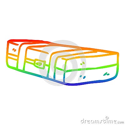 A creative rainbow gradient line drawing cartoon suit case Vector Illustration