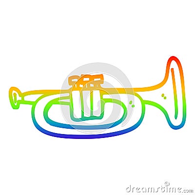 A creative rainbow gradient line drawing cartoon trumpet Vector Illustration
