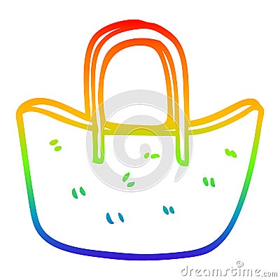 A creative rainbow gradient line drawing cartoon woven basket Vector Illustration