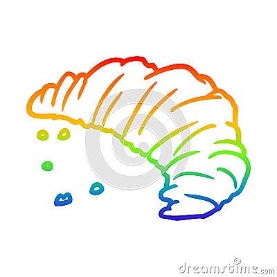 A creative rainbow gradient line drawing croissant Vector Illustration