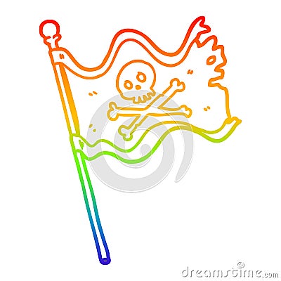 A creative rainbow gradient line drawing pirate flag Vector Illustration