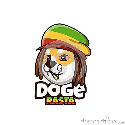 Creative Rasta Doge Shiba Inu Cartoon Vector Illustration