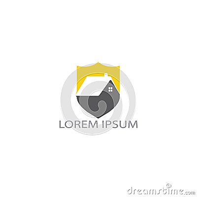 Creative Real Estate logo design. Property and Construction Logo design. Real estate service, construction, Growth house, arrow u Vector Illustration