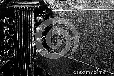 Creative recycle old mechanism robot or rough metal texture background Stock Photo