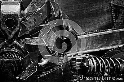 Creative recycle old mechanism robot or rough metal texture background Stock Photo