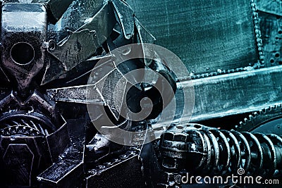 Creative recycle old mechanism robot or rough metal texture background Stock Photo