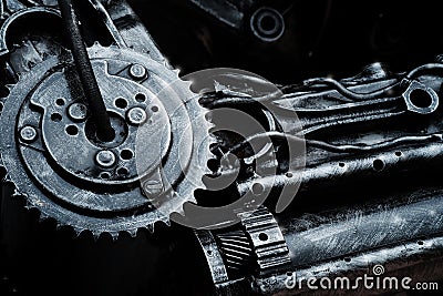 Creative recycle old mechanism robot or rough metal texture background Stock Photo