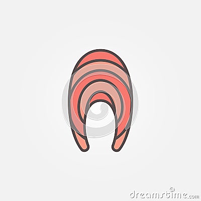 Creative red fish steak concept vector flat icon or logo Vector Illustration