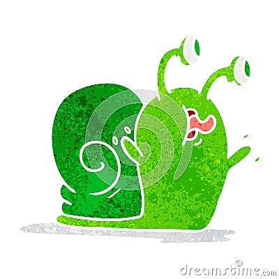 A creative retro cartoon of a slimy snail Vector Illustration